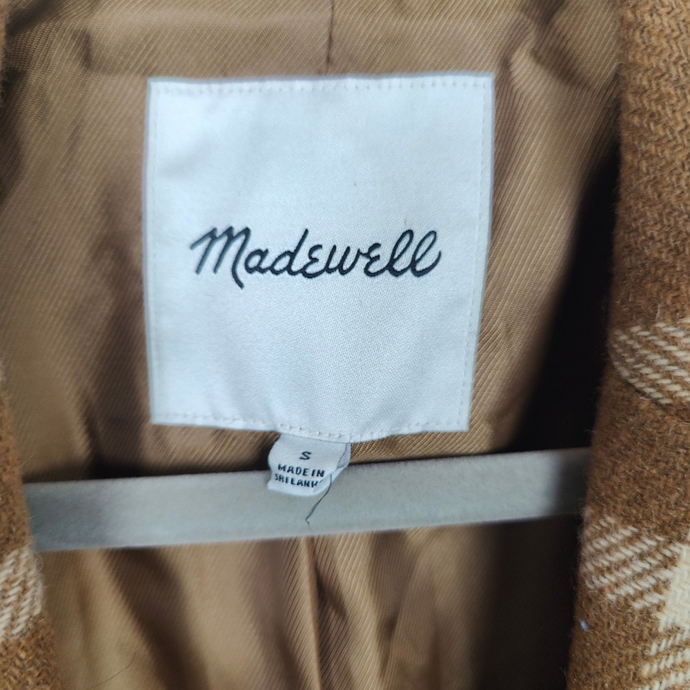 Madewell Windowpane Elmcourt Coat Womens Small Insuluxe Fabric Dried Cedar - Picture 8 of 11